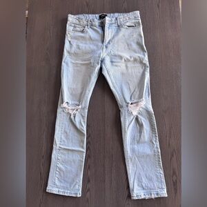 Men’s Forever 21 Light Blue Slim Distressed Jeans
